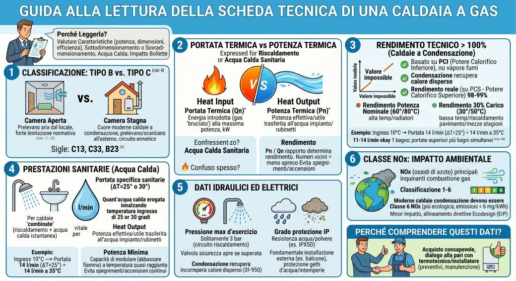 Guida alla lettura della scheda tecnica di una caldaia a gas