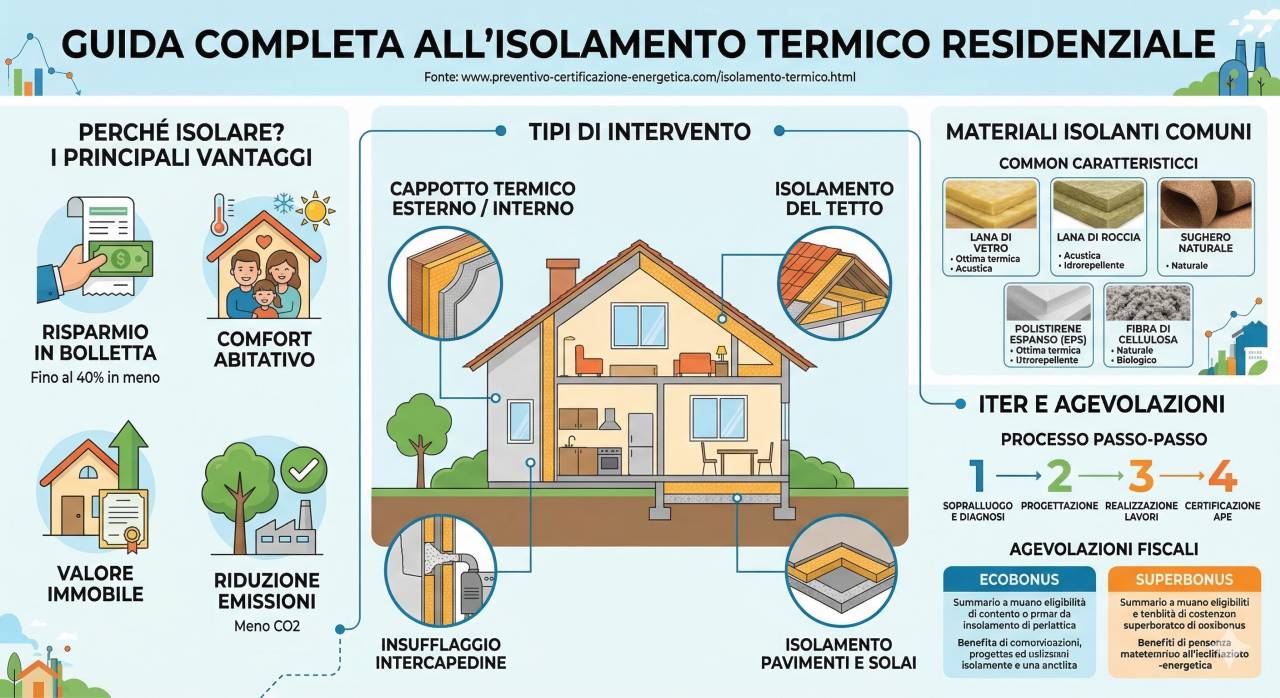 Isolamento termico pareti, tetti e sottotetti mediante insufflaggio con cellulosa in fiocchi | Infografica