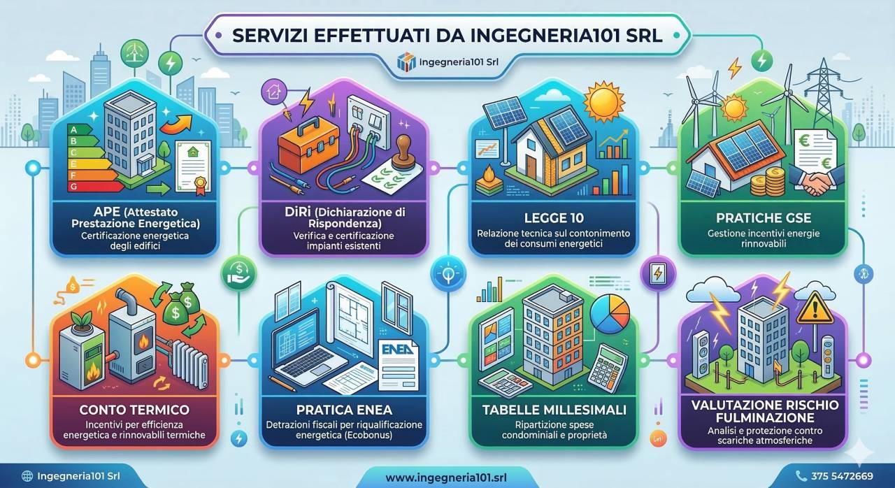 Servizi effettuati da Ingegneria101 Srl